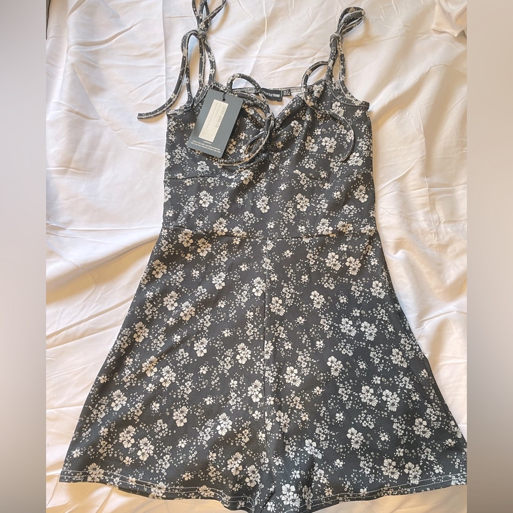 PLT gray floral romper